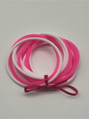 Set of 12 Pink and White Jelly Bracelets